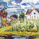 A. John Kammer, 
<i>Iowa Corn Field,</i><br>
Oil on canvas 
25" x  33"