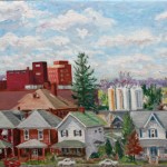 Hospital & Brewery Tanks, Latrobe, Latrobe PA, Oil on canvas, 16 x 24, Private Collection