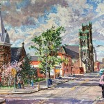 Broadway Methodist Chuch & St. Augustines Episcopal Church, 
Oil on Canvas 24 x 33,
Private Collection