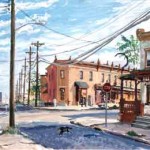 Haddon & Pine Streets, 
Casein on board 14 x 19, 
Collection: Rutgers University
