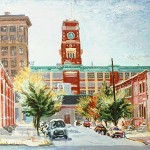 RCA Tower from Point St., 
Oil on panel 14 x 16, 
Private Collection