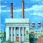 New Masonic Temple, 
Watercolor 15 x 15, 
Private Collection