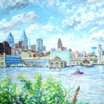 View of Philadelphia from Camden<br>
Oil on Canvas 24 X 42, 
Private Collection