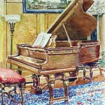 Piano Room, Watercolor, Private Collection