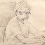 Mom at Her Desk, 1962
    Graphite on paper, 11.5 x 17