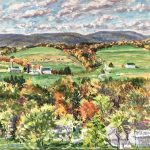 Marker Farm from Hillview Dr IV, oil on panel, 16 x 16, Private Collection
