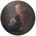 Mother in Spinning Wheel Chair, Oil on panel, Private Collection
