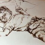 Sean at 2, reed pen and ink