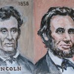 Four Ages of Lincoln, Oil on panel, 7.75 x 24
